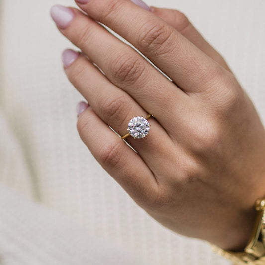 3.0CT Round Cut 6 Prongs Moissanite Solitaire Engagement Ring