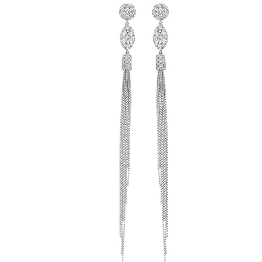 0.38 TCW Round Moissanite Diamond Tassel Earrings