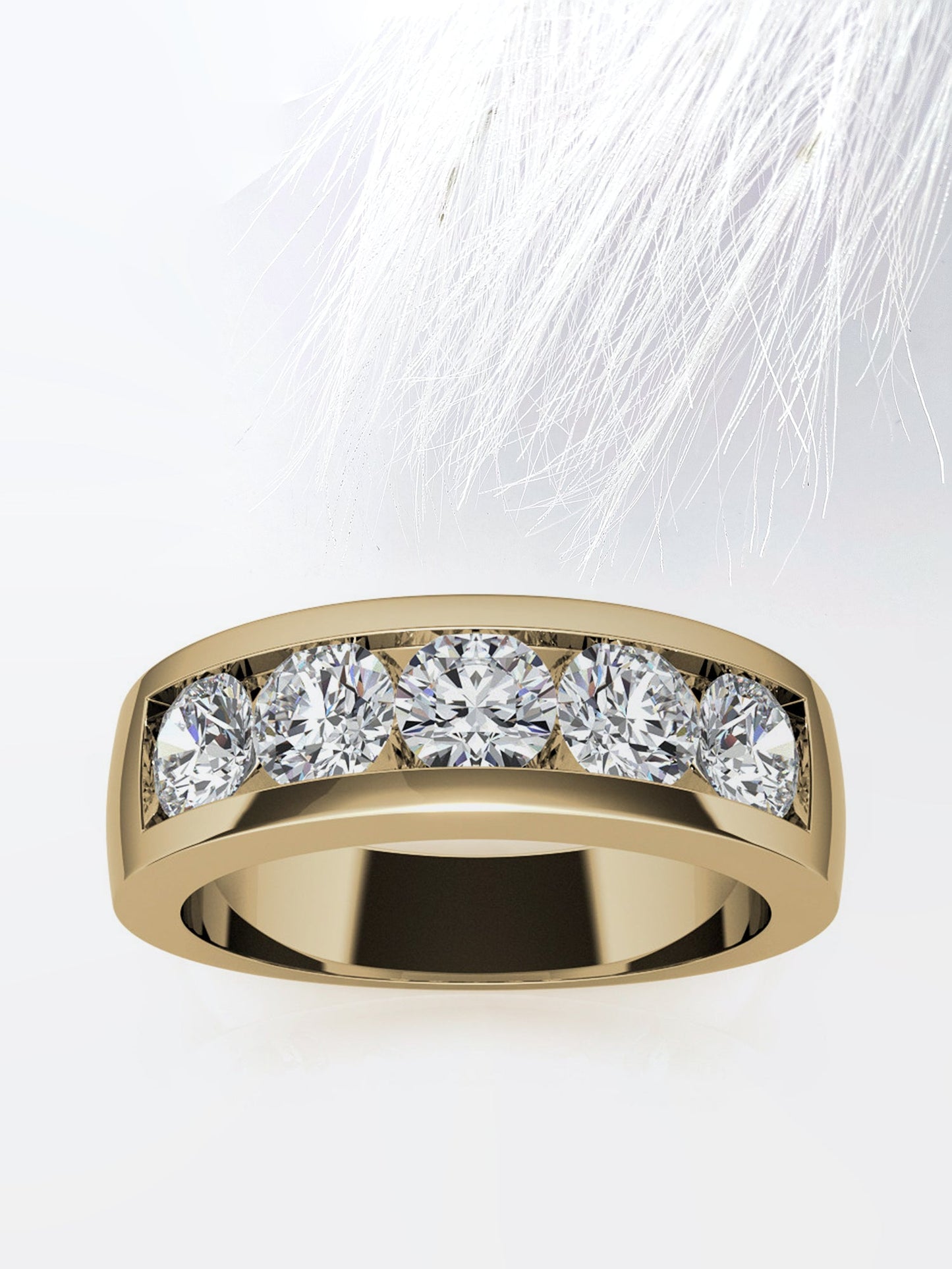 Round Cut Five Stone With Channel Row Moissanite Men's Diamond Wedding Band