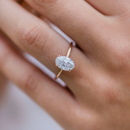 1.85CT Oval Cut Solitaire Moissanite Diamond Engagement Ring