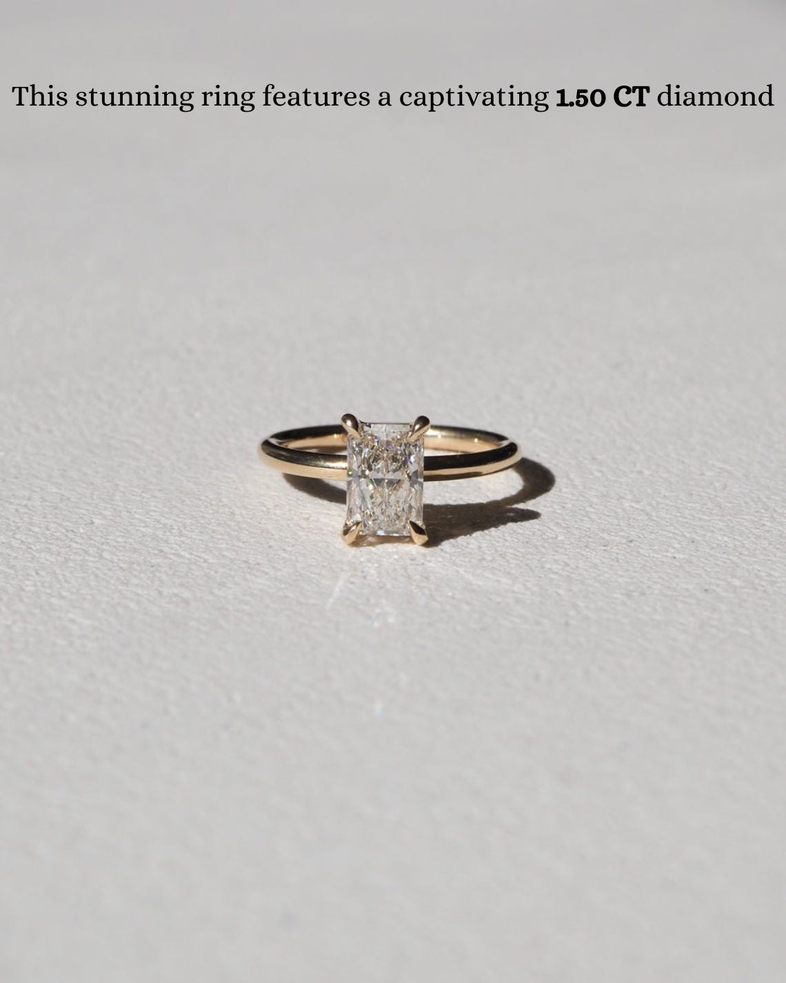 1.5 CT Radiant Moissanite Solitaire Engagement Ring