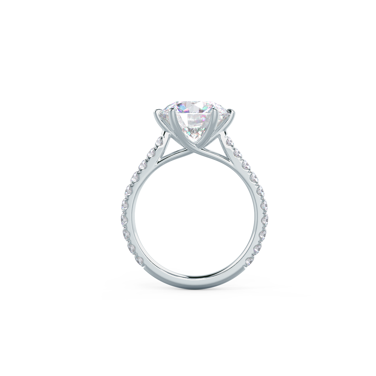 2.25CT Round Brilliant Cut Trellis Moissanite Pave Diamond Engagement Ring