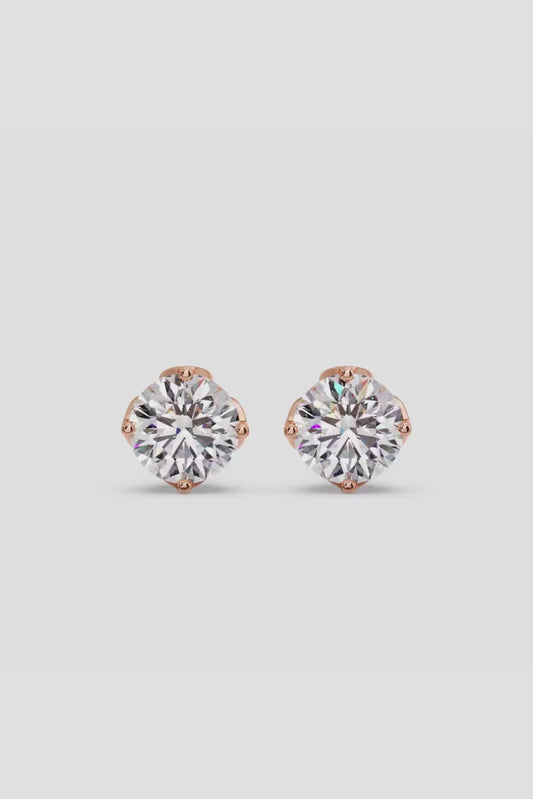 1.0 TCW Round Cut Moissanite Solitaire Stud Earrings