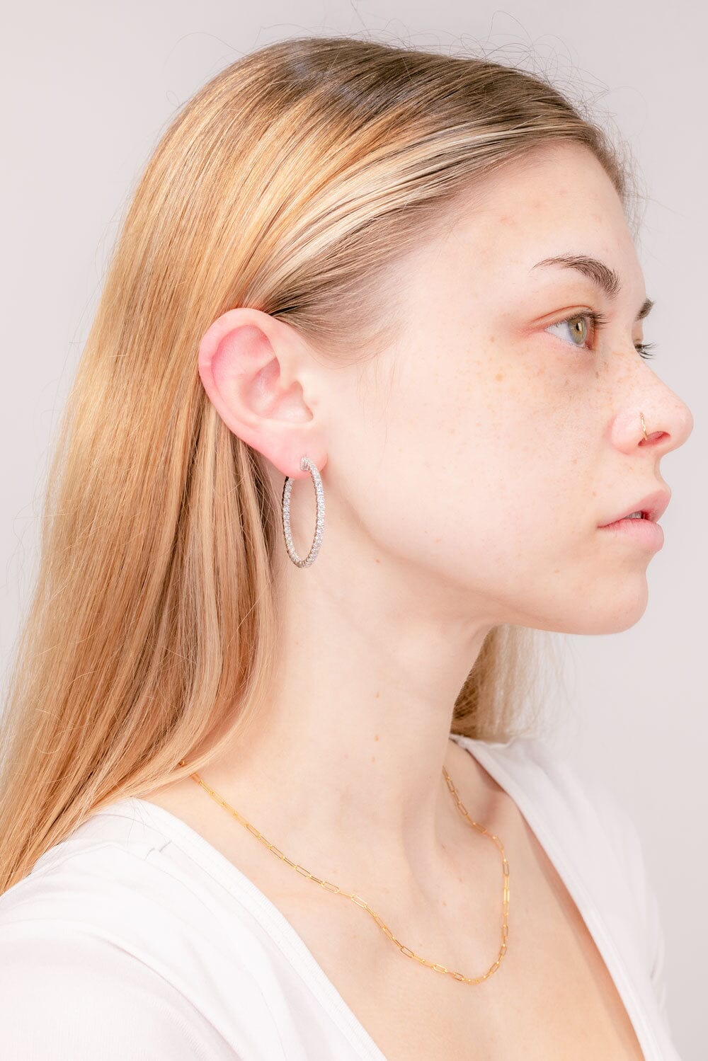 3.0TCW Round Moissanite Inside & Outside Hoops Earrings
