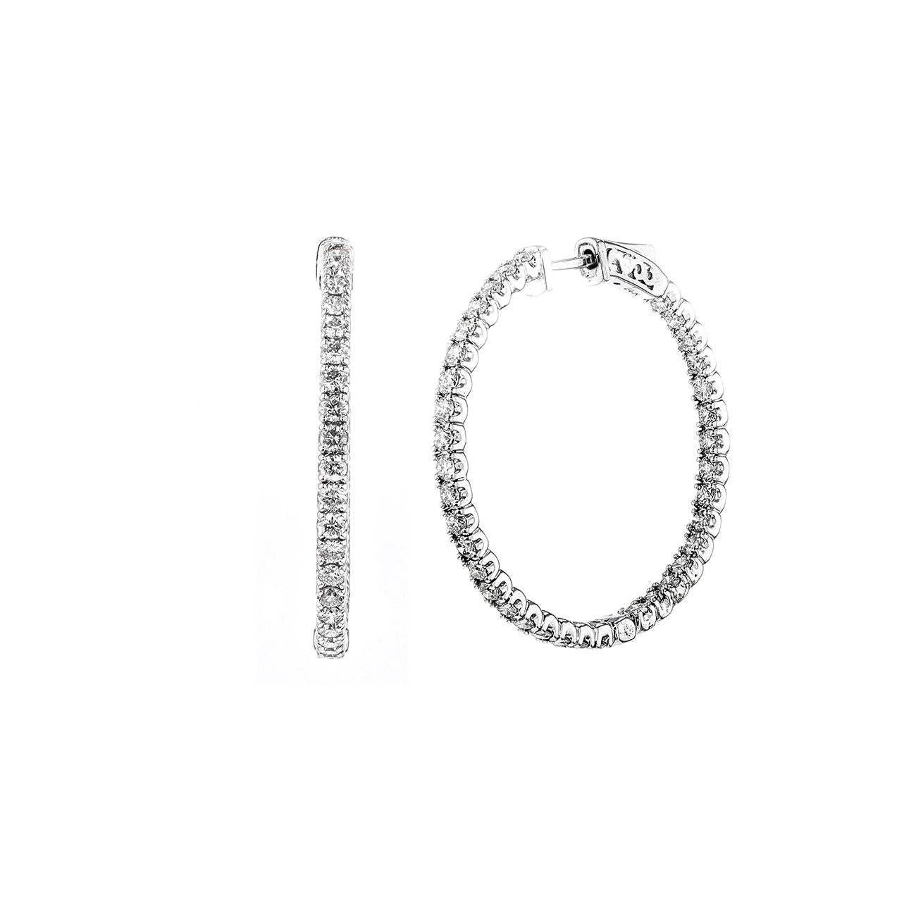 3.0TCW Round Moissanite Inside & Outside Hoops Earrings