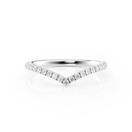 0.18 TCW Round Moissanite Curved Wedding Band