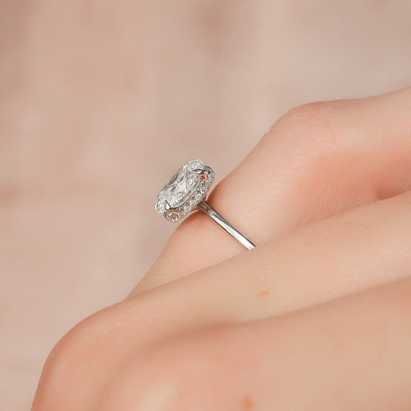 3.0CT Oval Cut Moissanite Hidden Halo Engagement Ring - Ready to ship