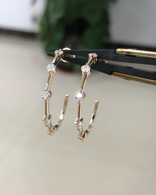 0.24 TCW Round Cut Moissanite Open Hoop Earrings