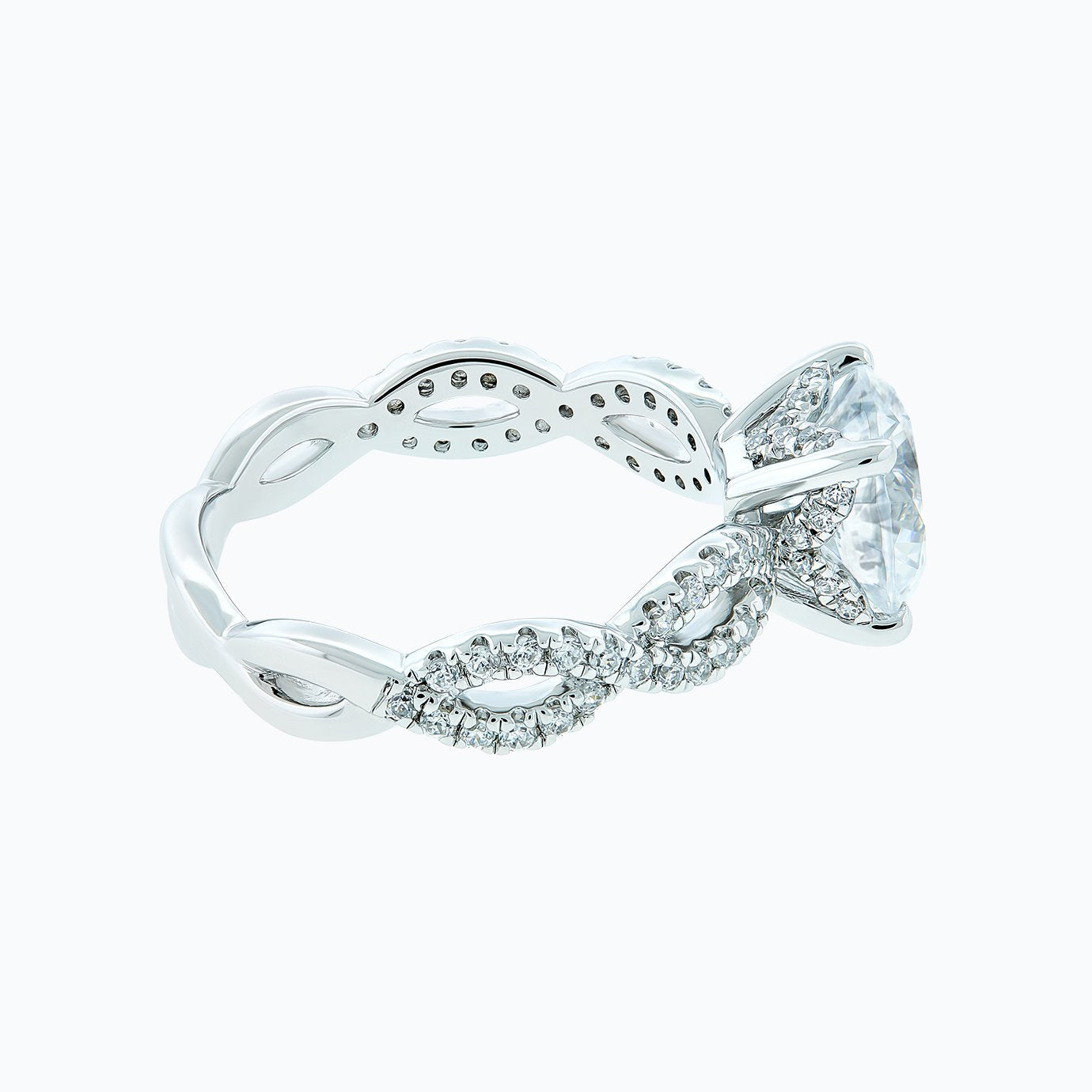 2.0 CT Round Shaped Moissanite Solitaire Twisted Engagement Ring