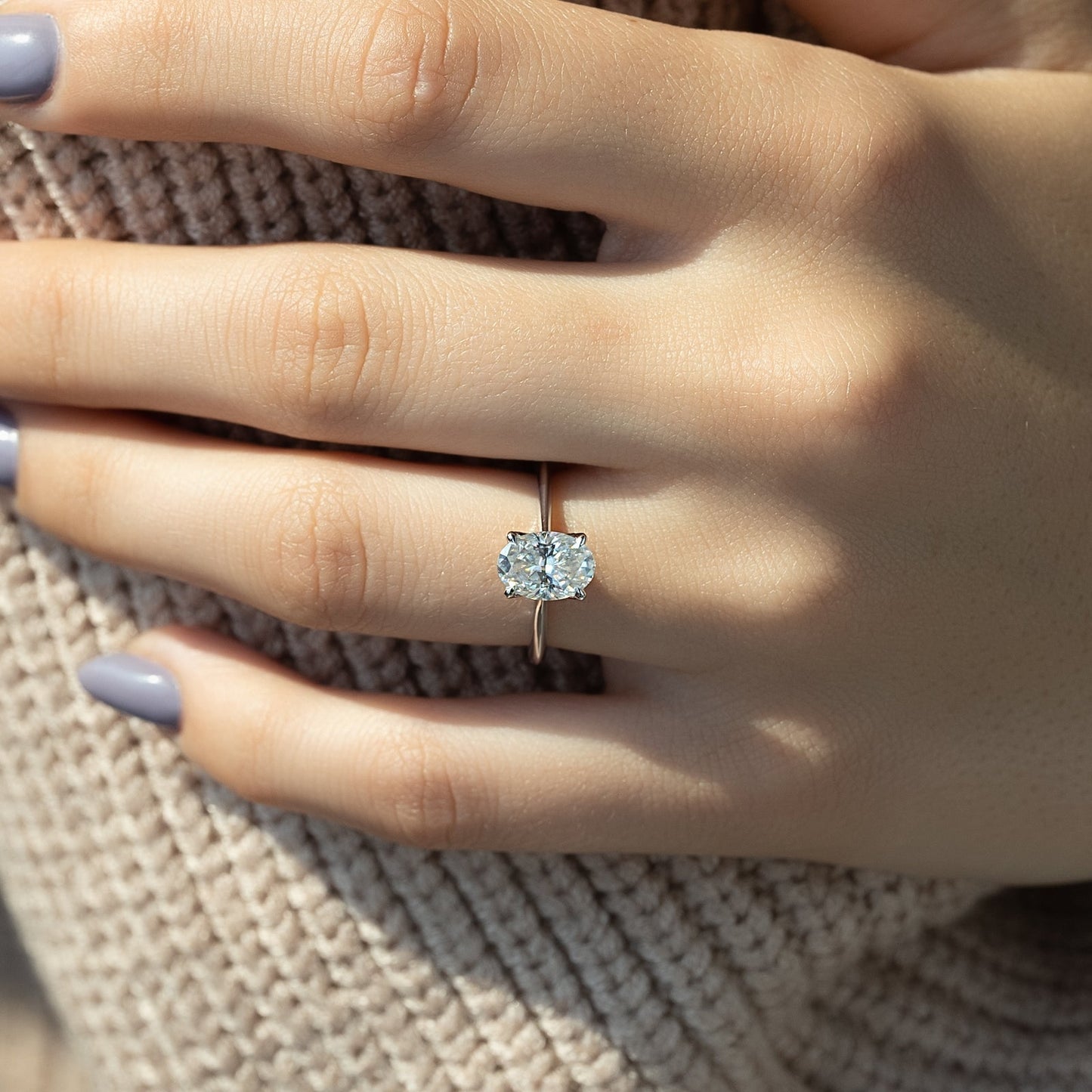 1.5 CT Oval Moissanite Solitaire Engagement Ring