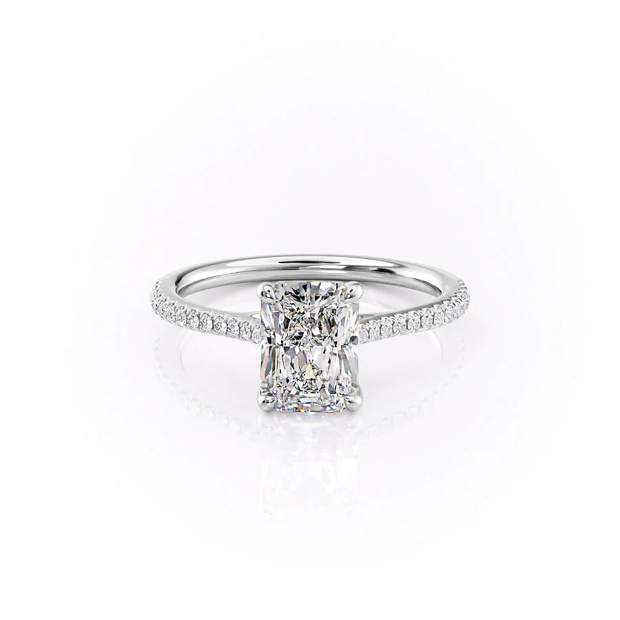 1.0 CT Radiant Moissanite Pave Setting Engagement Ring