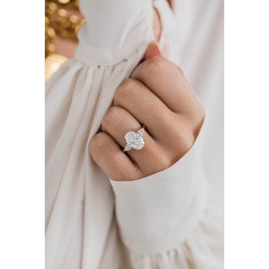4 CT Oval cut Three stone Moissanite Engagement Ring