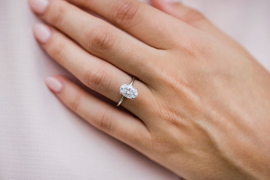 2.1 CT Oval cut Hidden halo Moissanite Engagement Ring