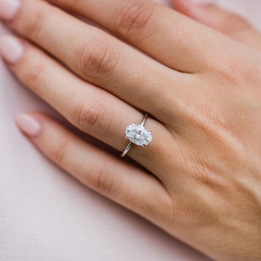 2.10CT Oval Cut Hidden Halo Moissanite Diamond Engagement Ring