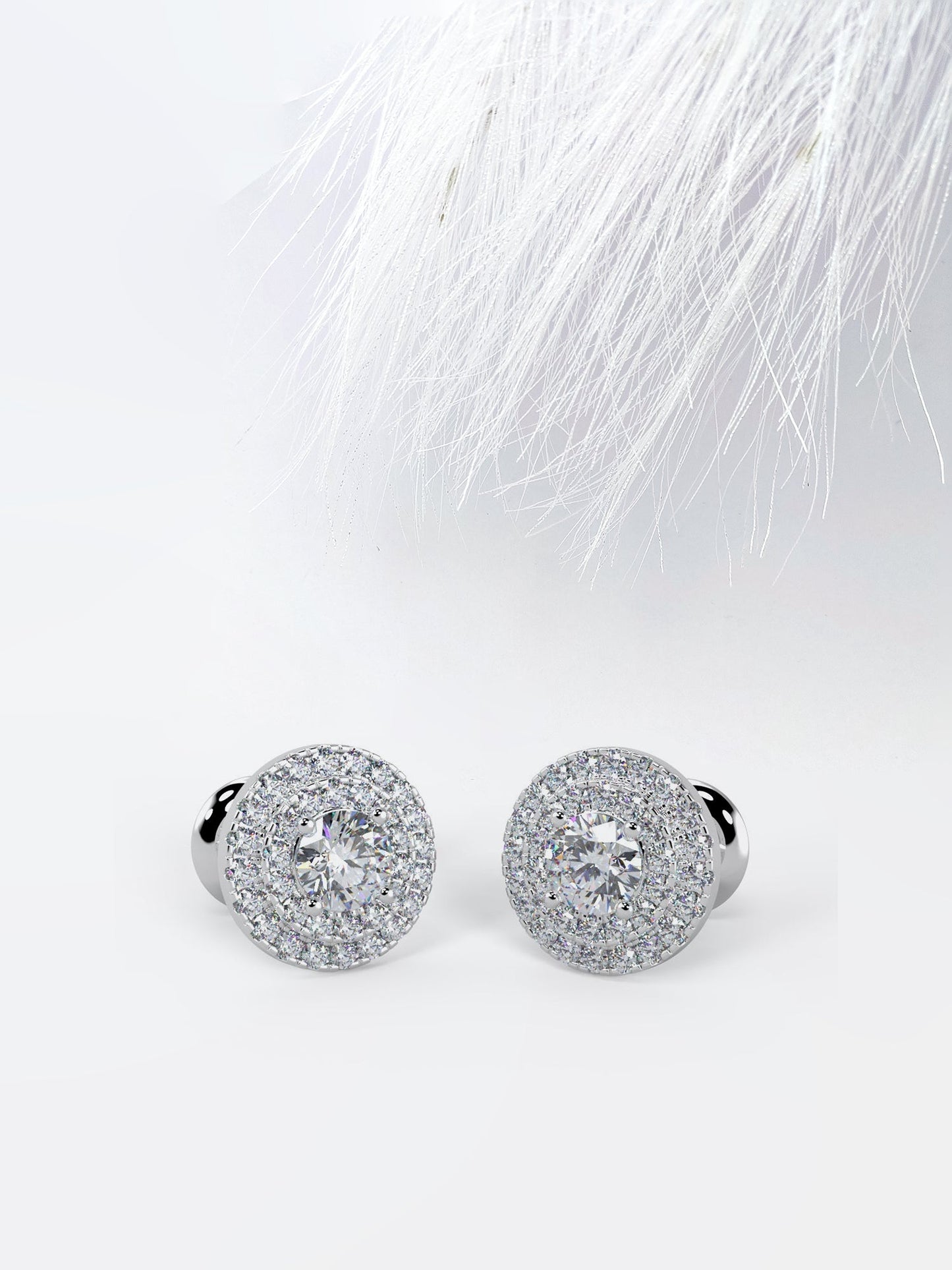 0.6CT Round Cut Double Halo Moissanite Stud Diamond Earrings For Women