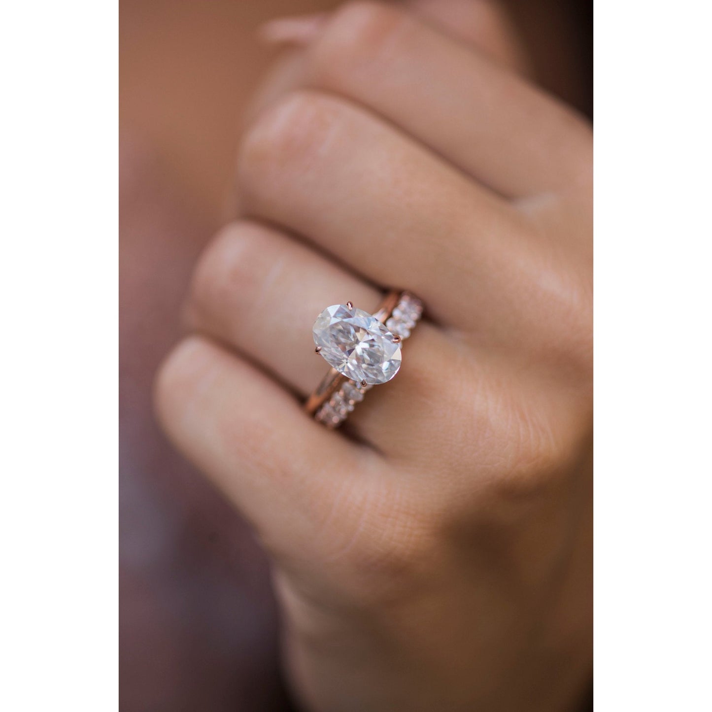 4.0 CT Elongated Oval Cut Moissanite Engagement Ring