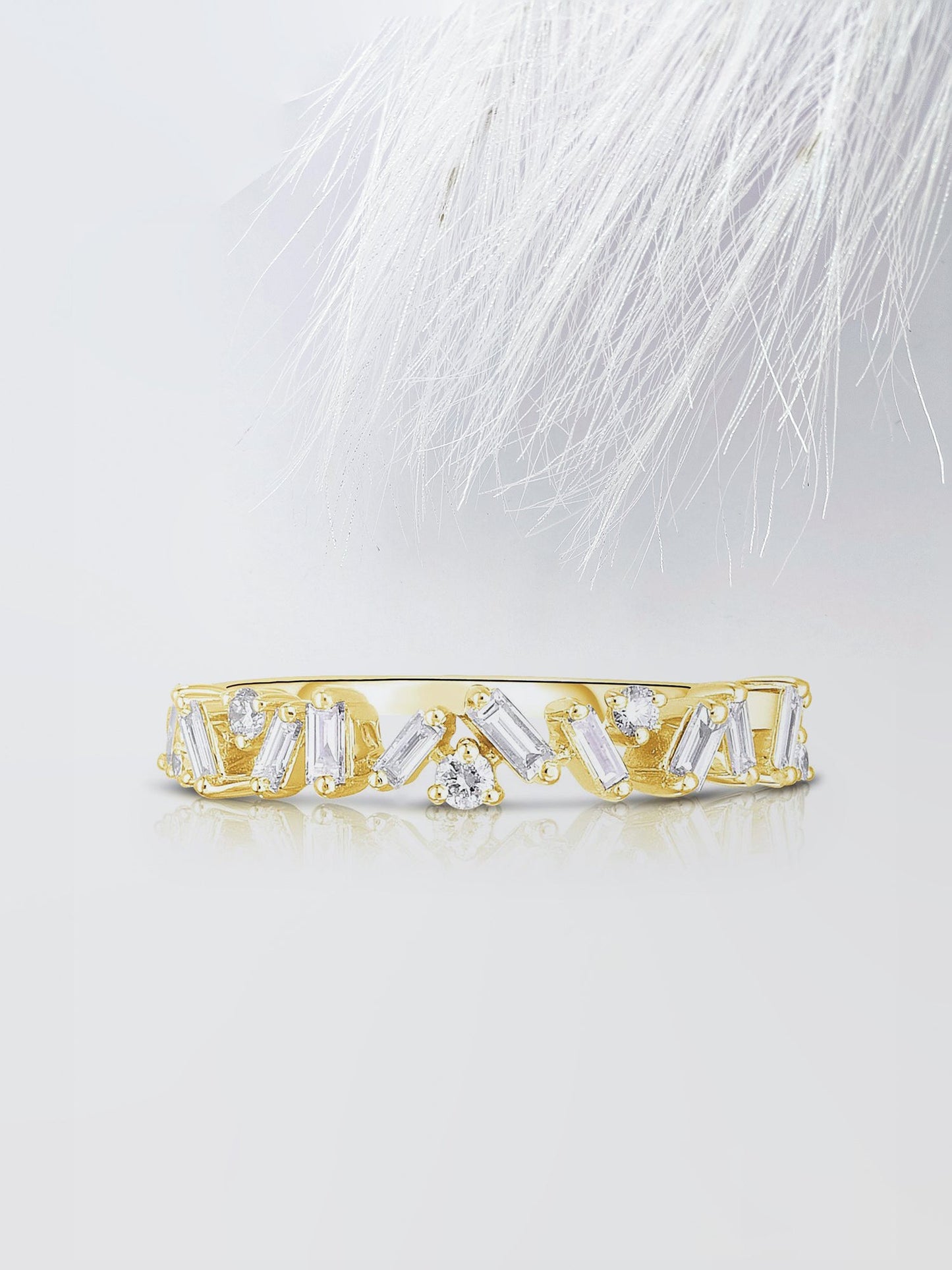 Round & Baguette Cut Cluster Diamond Wedding Band For Women