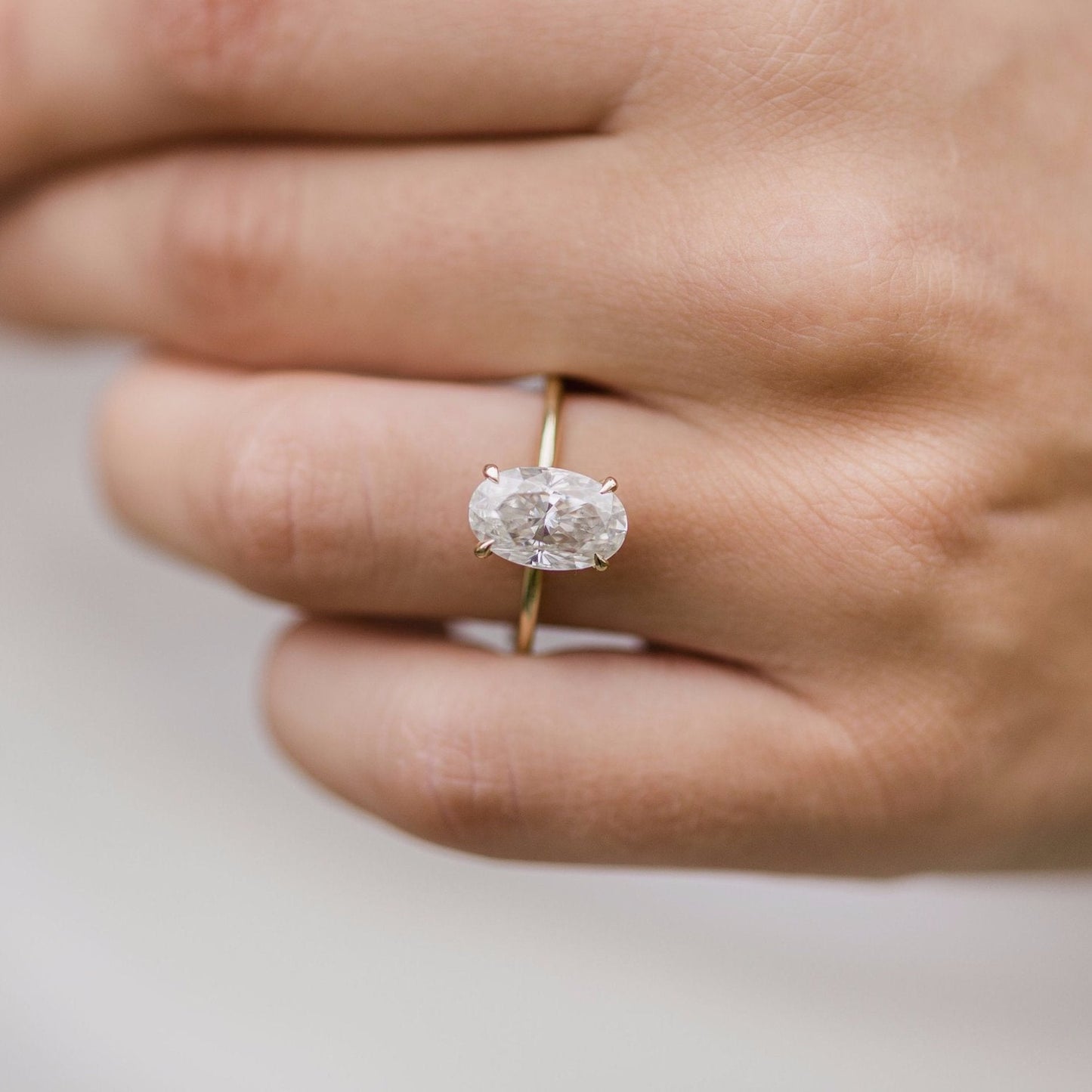 2.80CT Oval Cut Four Prong Moissanite Solitaire Engagement Ring