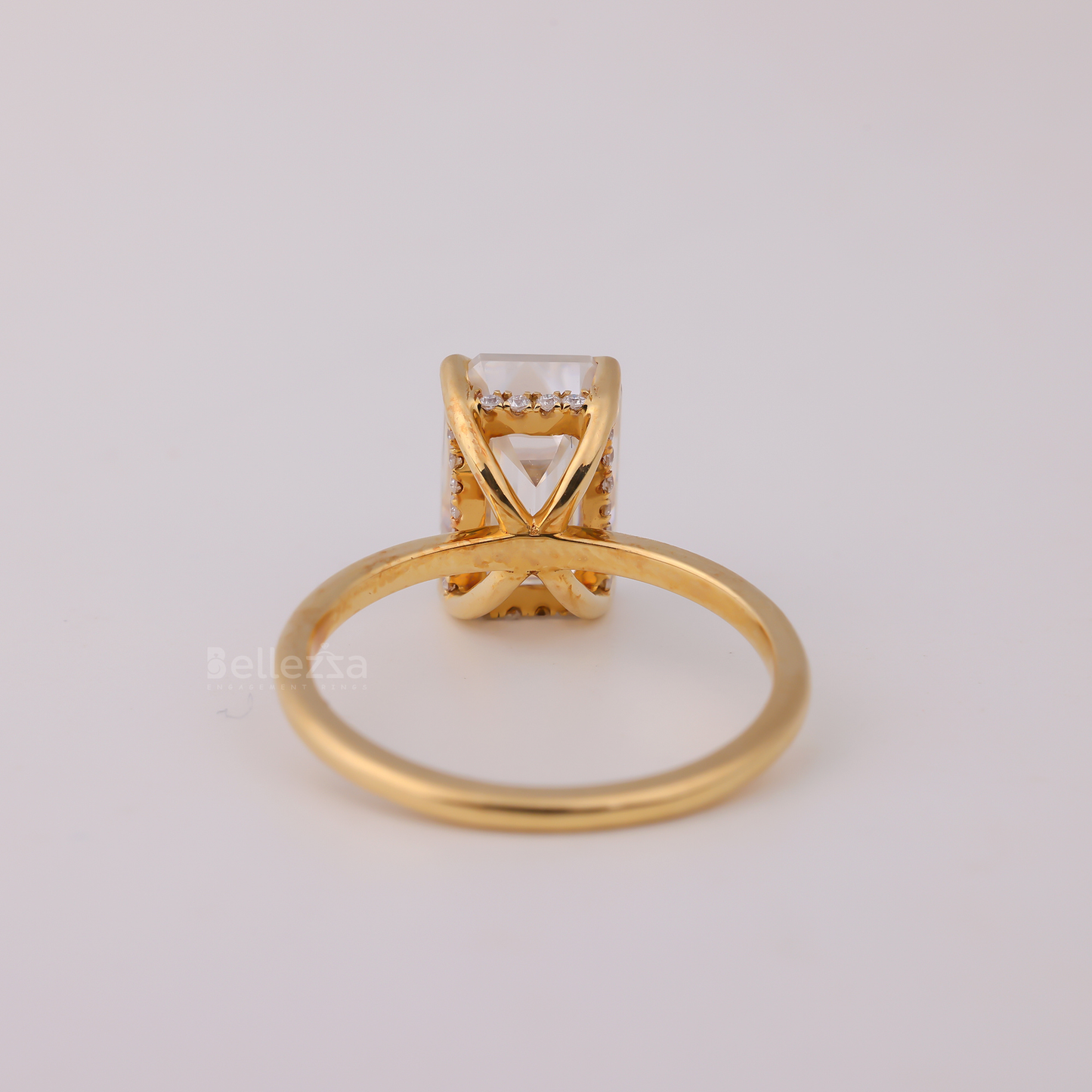 2.25CT Emerald Cut Hidden Halo Moissanite Engagement Ring - Ready to Ship