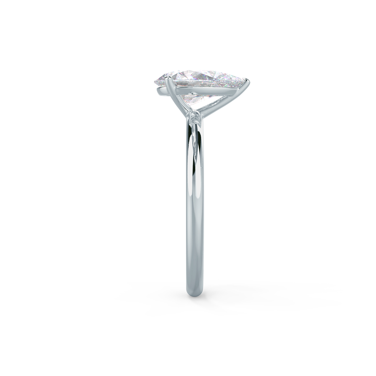 2.0ct Pear Cut Moissanite Diamond Petite Solitaire Engagement Ring