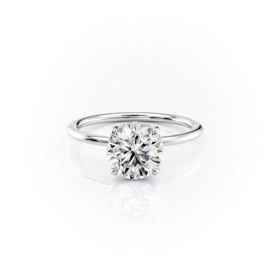 2.50 CT Round Moissanite Hidden Halo Engagement Ring