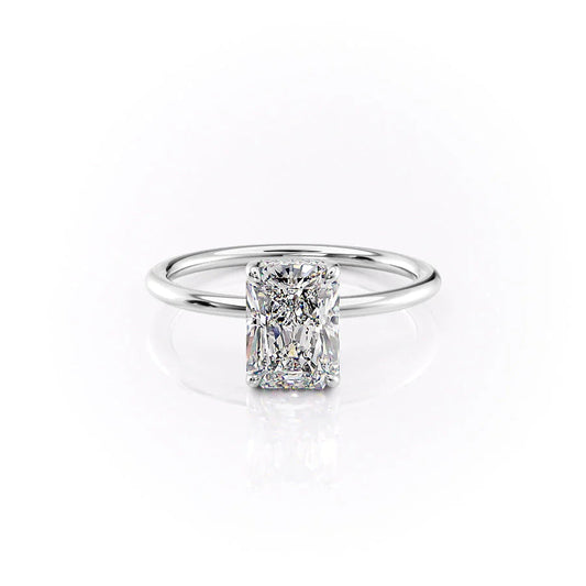 1.50 CT Radiant Moissanite Hidden Halo Engagement Ring