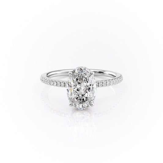 2.0 CT Oval Moissanite Pave Setting Engagement Ring