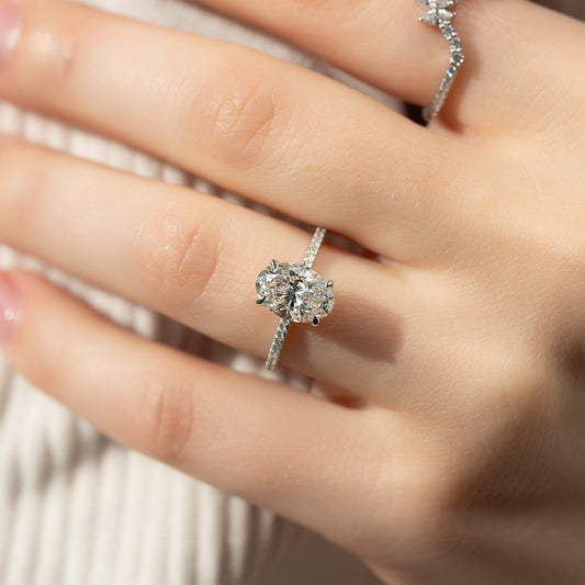 2.0 CT Oval Moissanite Pave Setting Engagement Ring