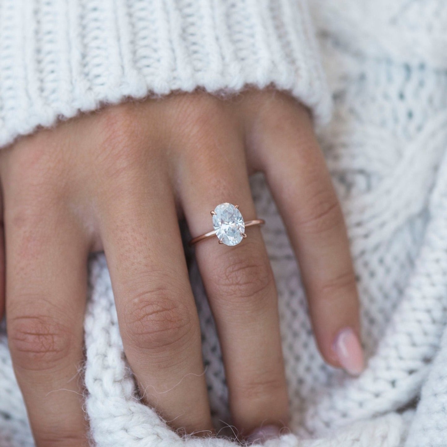 2.70CT Oval Cut Moissanite Solitaire Diamond Engagement Ring