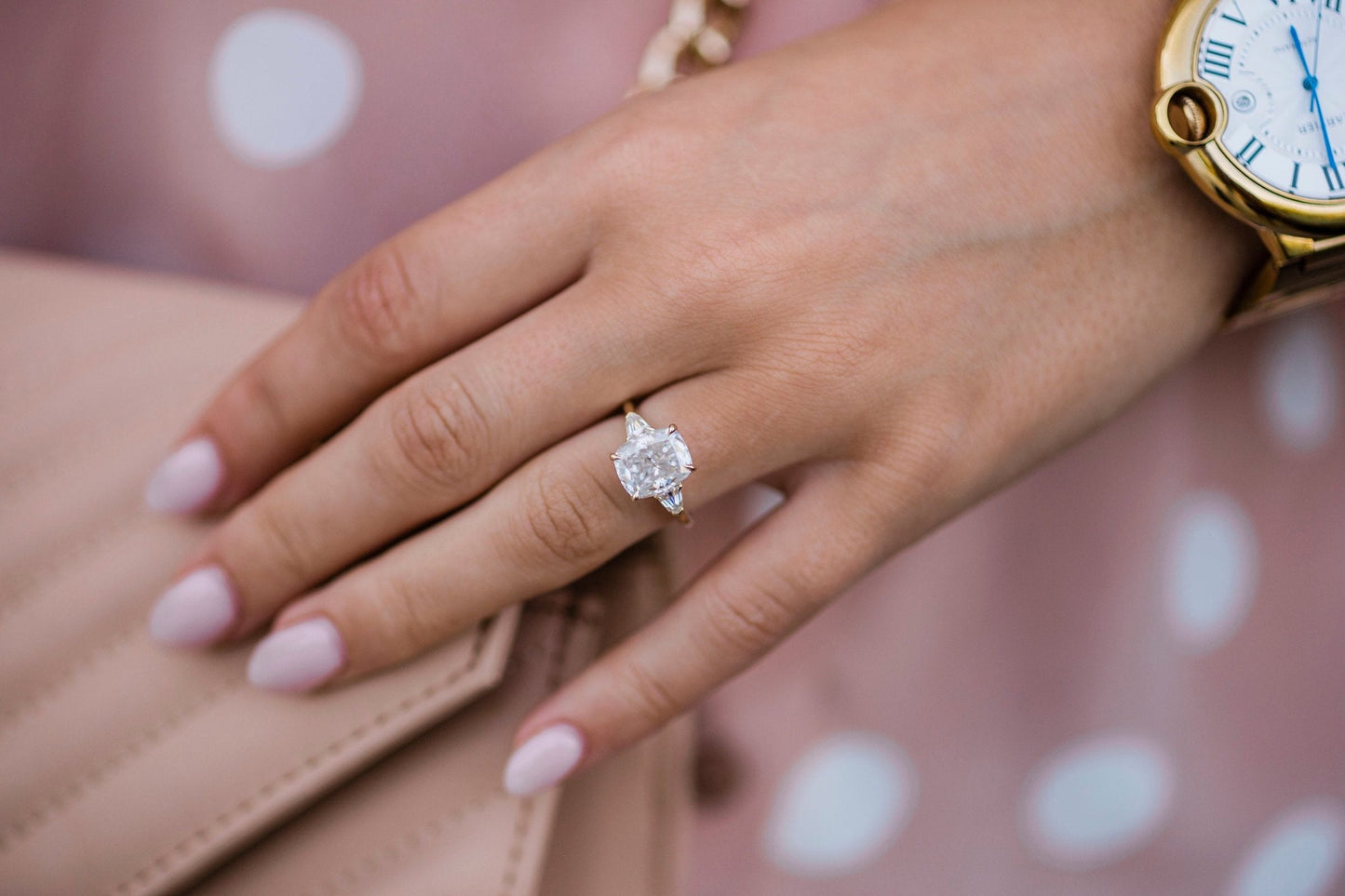 4.2 CT Radiant Cut Hidden Halo Moissanite Engagement Ring
