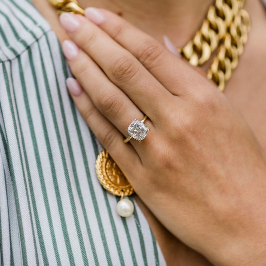 4.65CT Cushion Cut Solitaire Moissanite Diamond Engagement Ring