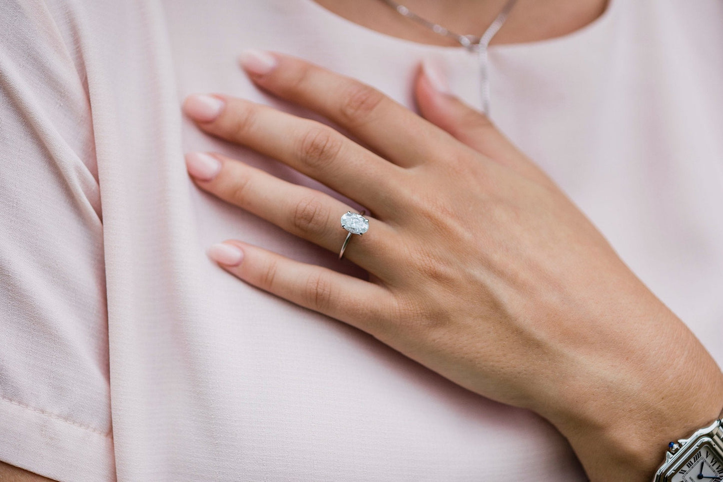 2.1 CT Oval cut Hidden halo Moissanite Engagement Ring