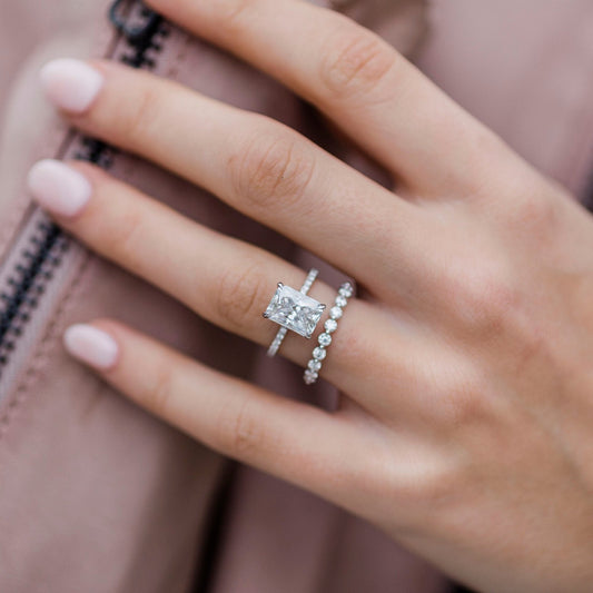 2.70CT Radiant Cut Hidden Halo Moissanite Diamond Engagement Ring