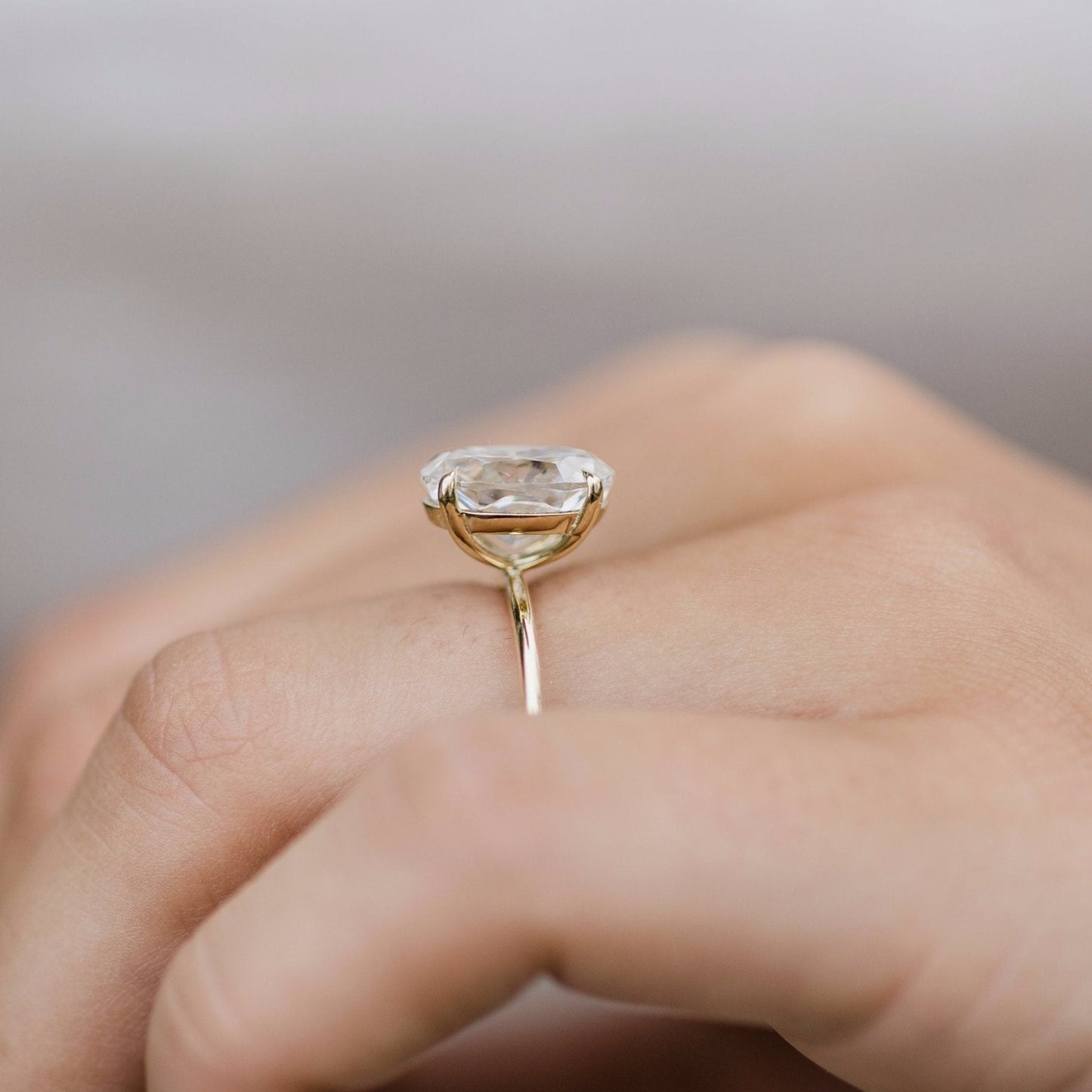 2.80CT Oval Cut Four Prong Moissanite Solitaire Engagement Ring