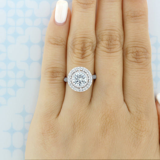 2.0ct Round Brilliant Cut Moissanite Unique Engagement Ring