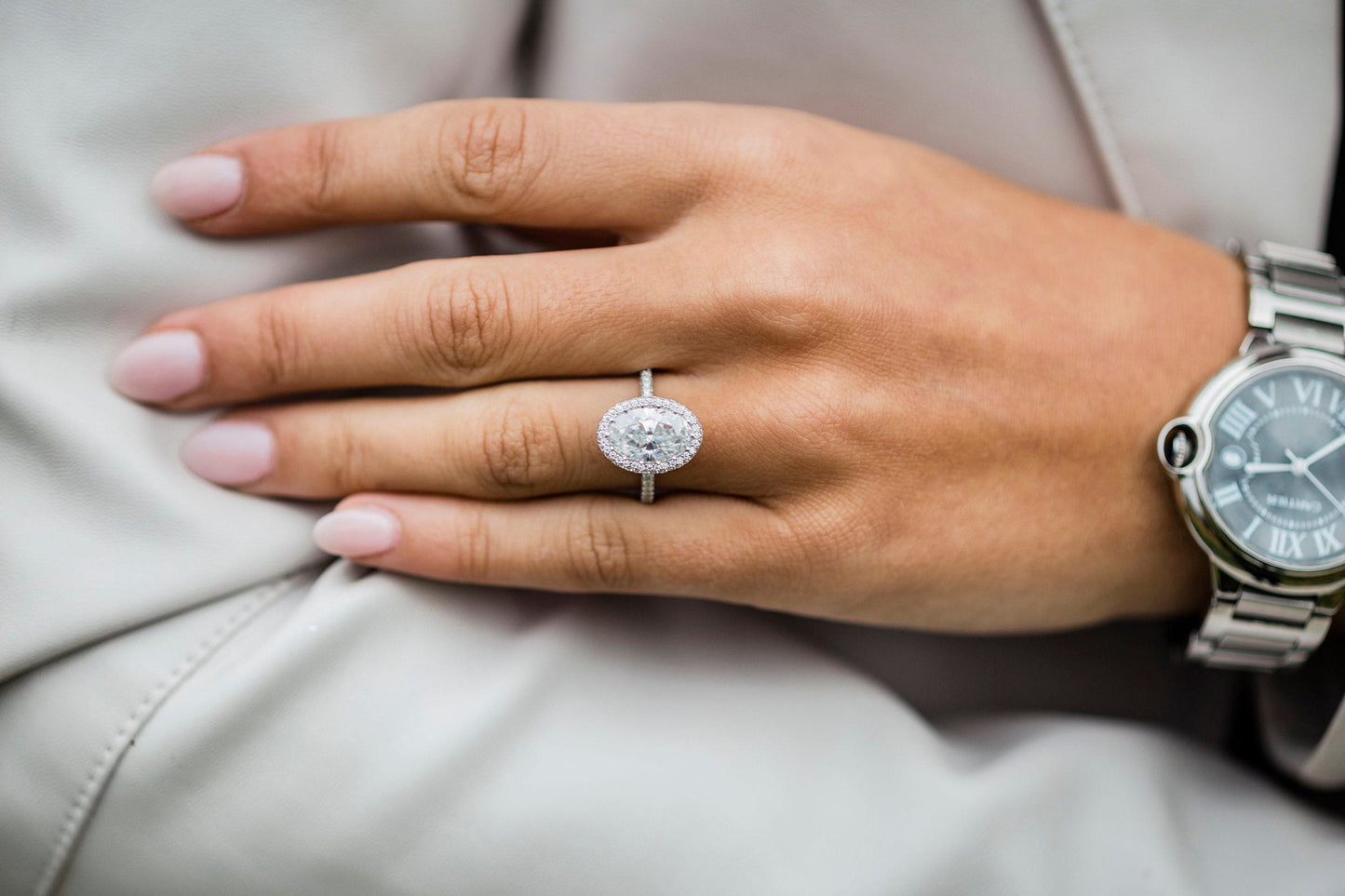 3.85CT Oval Cut Three Side Pave Moissanite Diamond Engagement Ring For Women