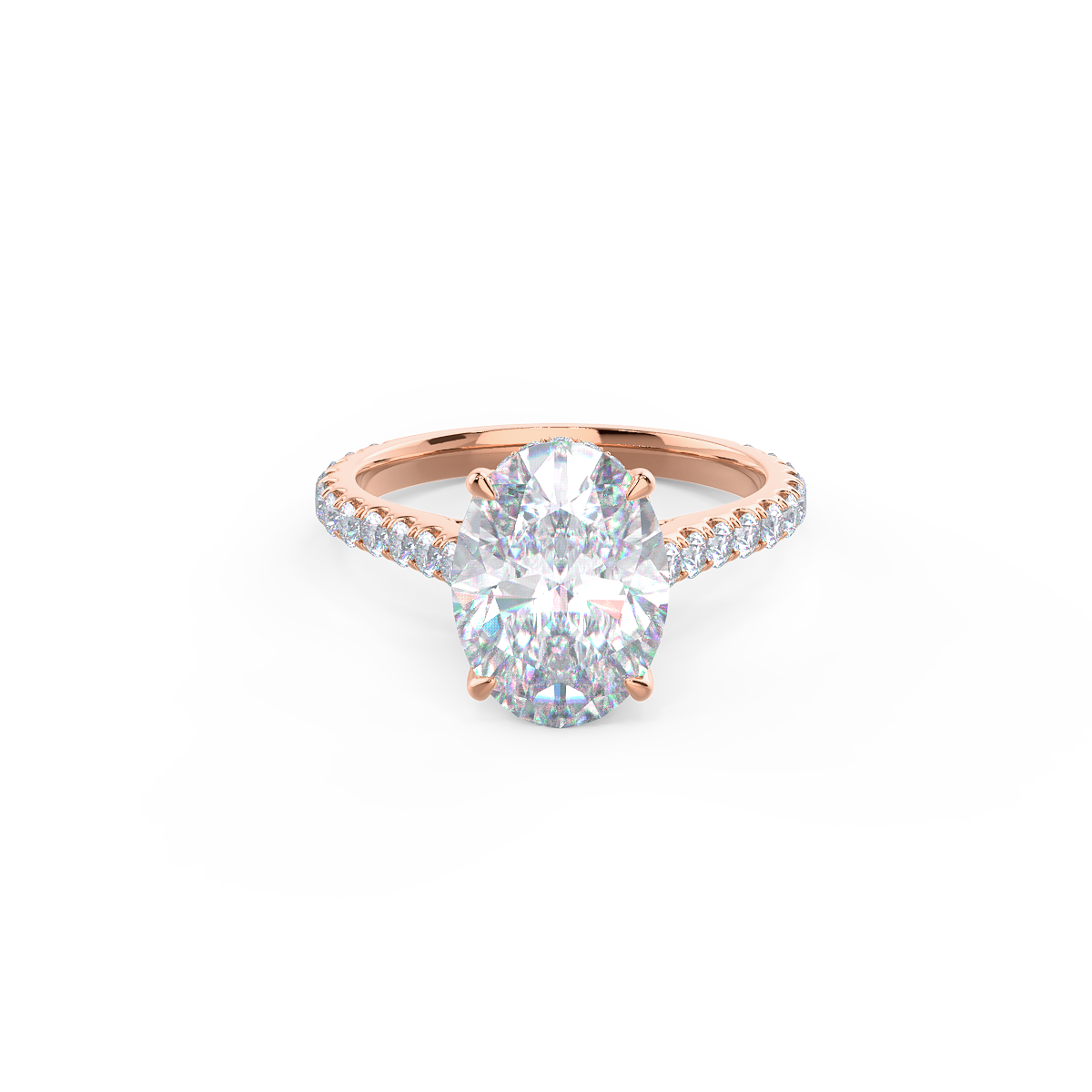 2.50CT Oval Cut Moissanite Trellis Pave Diamond Engagement Ring