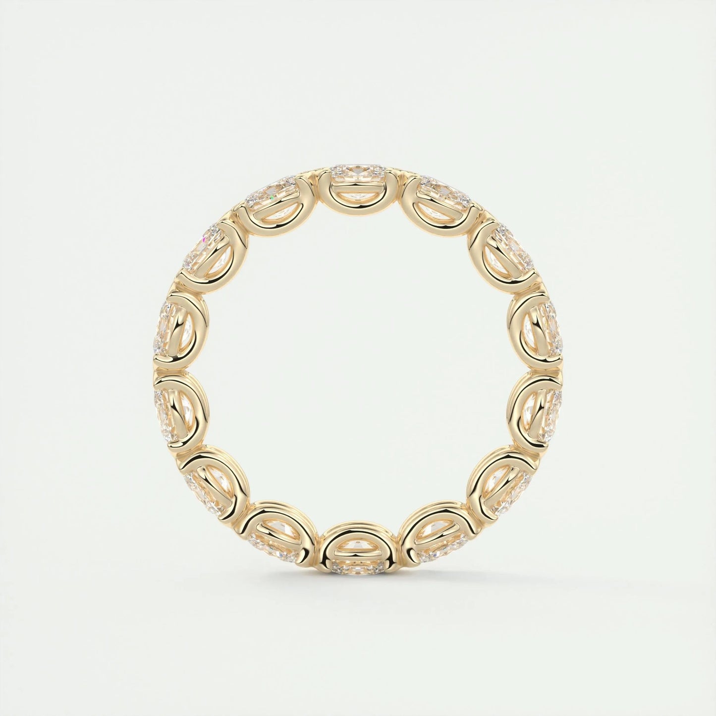 2.25 Oval Cut Half Bezel Moissanite Bridal Wedding Band