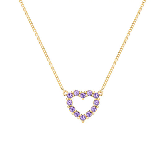 1.40 TCW Round Cut Open Heart Moissanite February Birthone Necklace