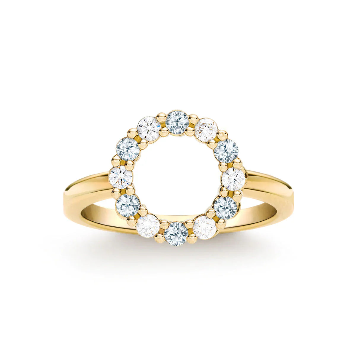 1.45TCW Round Open Circle Moissanite March Birthstone Wedding Ring