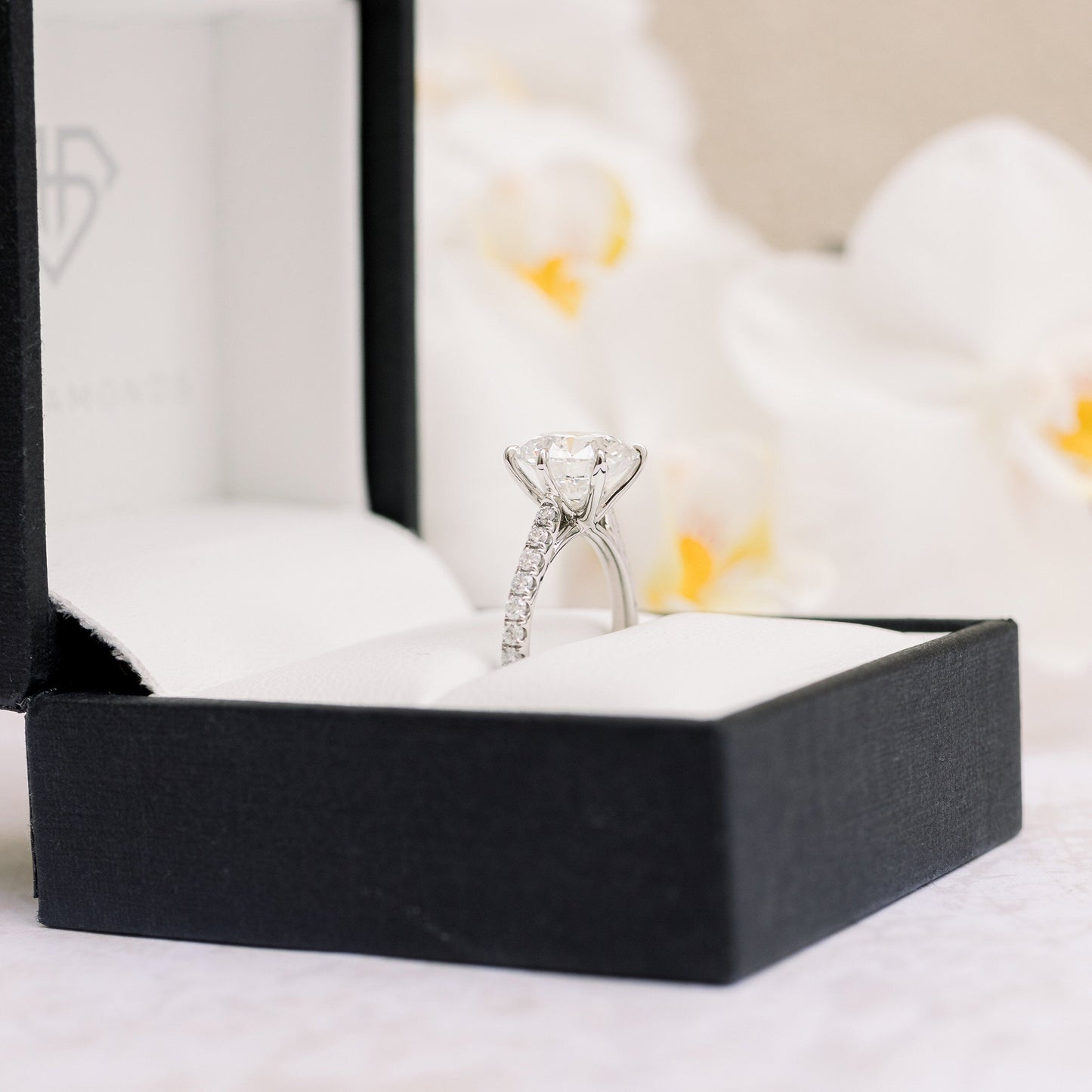 2.25CT Round Brilliant Cut Trellis Moissanite Pave Diamond Engagement Ring