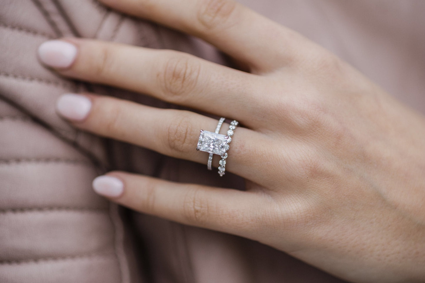 2.70CT Radiant Cut Hidden Halo Moissanite Diamond Engagement Ring