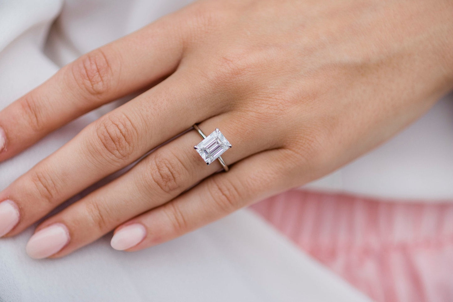 2.60CT Emerald Cut Moissanite Solitaire Engagement Ring