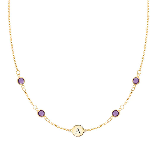 1.0TCW Round Customized Moissanite Diamond February Birthstone Necklace