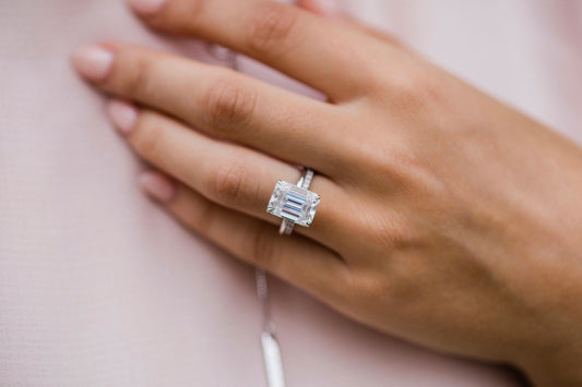 5.5 CT Emerald cut Hidden Halo Moissanite Engagement Ring