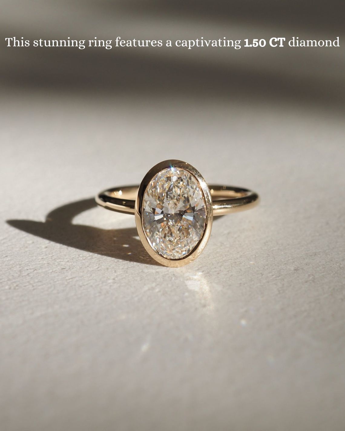 1.5 CT Oval Moissanite Diamond Bezel Engagement Ring