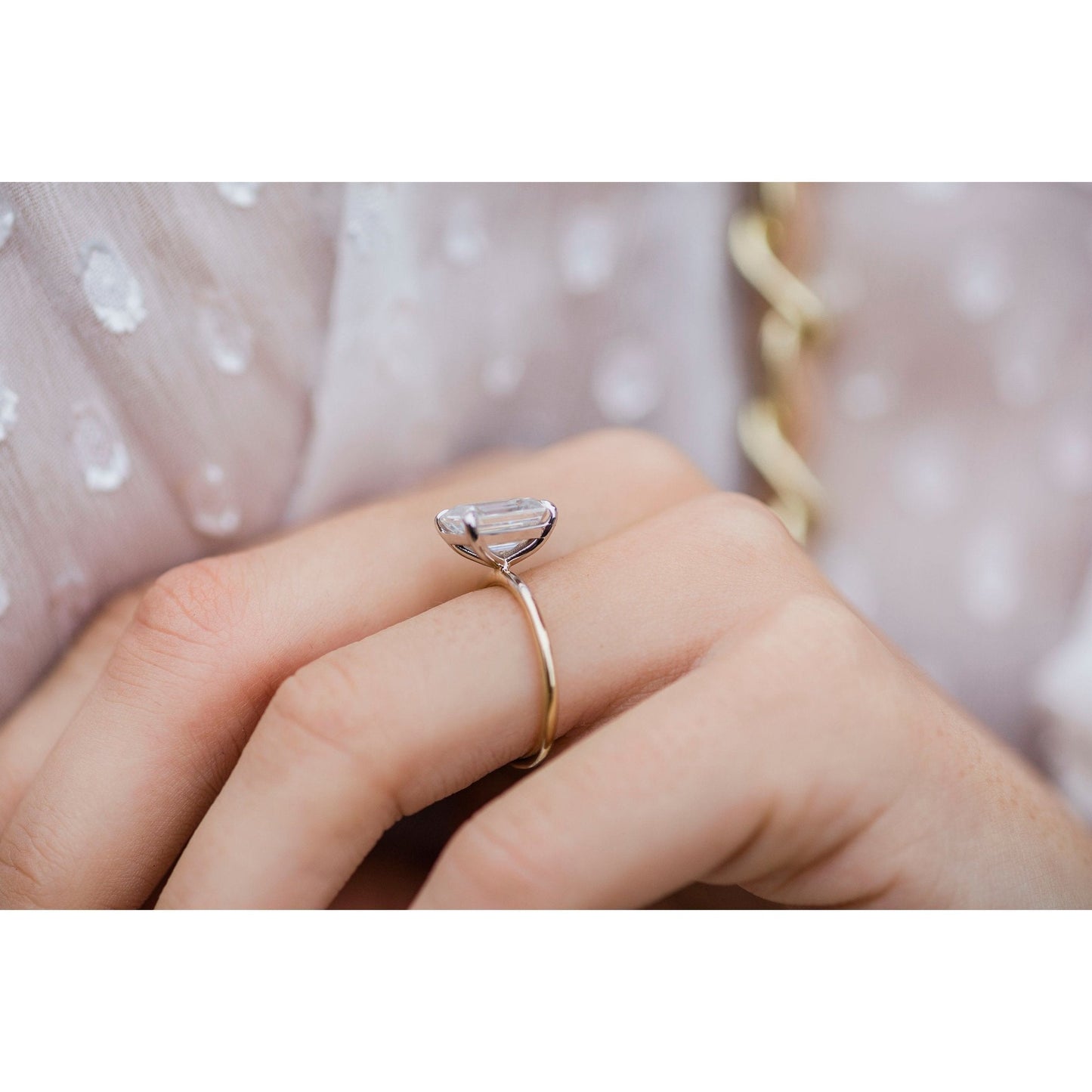 2.60CT Emerald Cut Moissanite Solitaire Engagement Ring