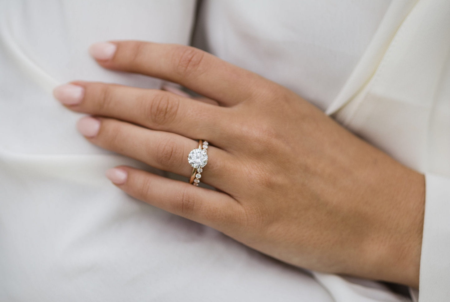 2.0CT-3.0CT Round Cut Six Prong Moissanite Solitaire Engagement Ring