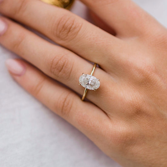 2.80CT Oval Cut Four Prong Moissanite Solitaire Engagement Ring