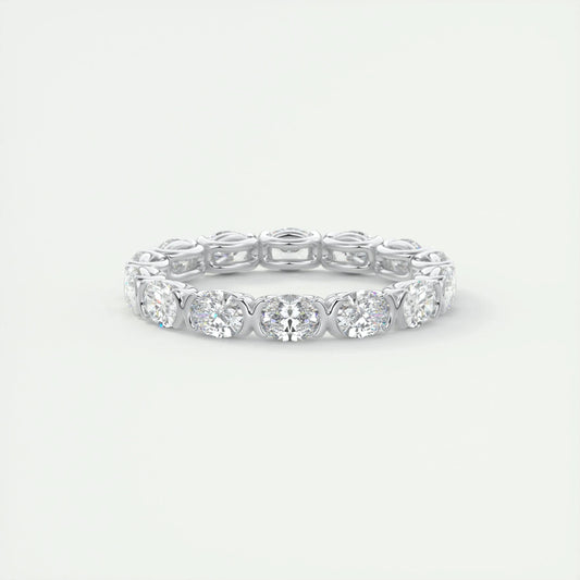 2.25 Oval Cut Half Bezel Moissanite Bridal Wedding Band